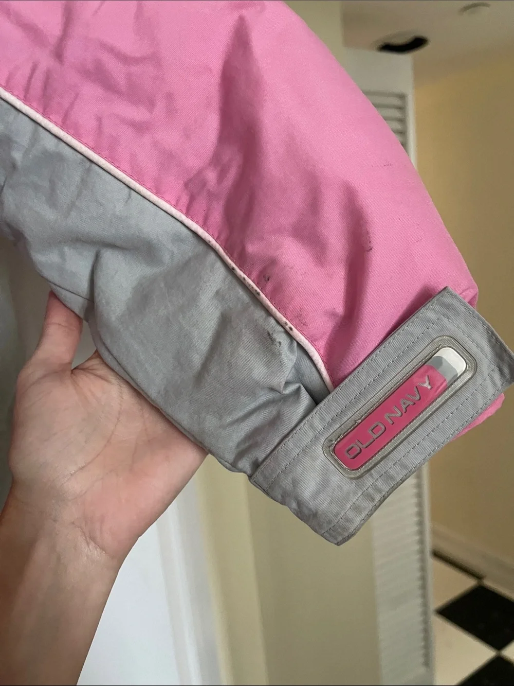 Girls' Pink and Gray Hooded Winter Coat
